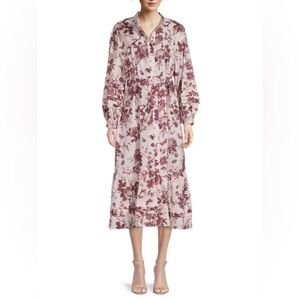 Brown and Cream V-Neck Long Sleeve Sundress for Weddings Size S